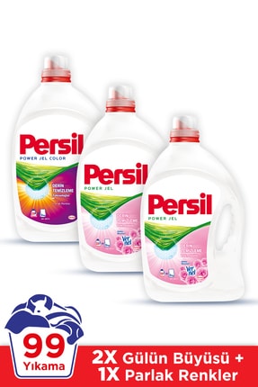 Persil Jel Sıvı Çamaşır Deterjanı, 1 x  Power Jel Color + 2 x Gülün Büyüsü 33 Yıkama 3'lü Set