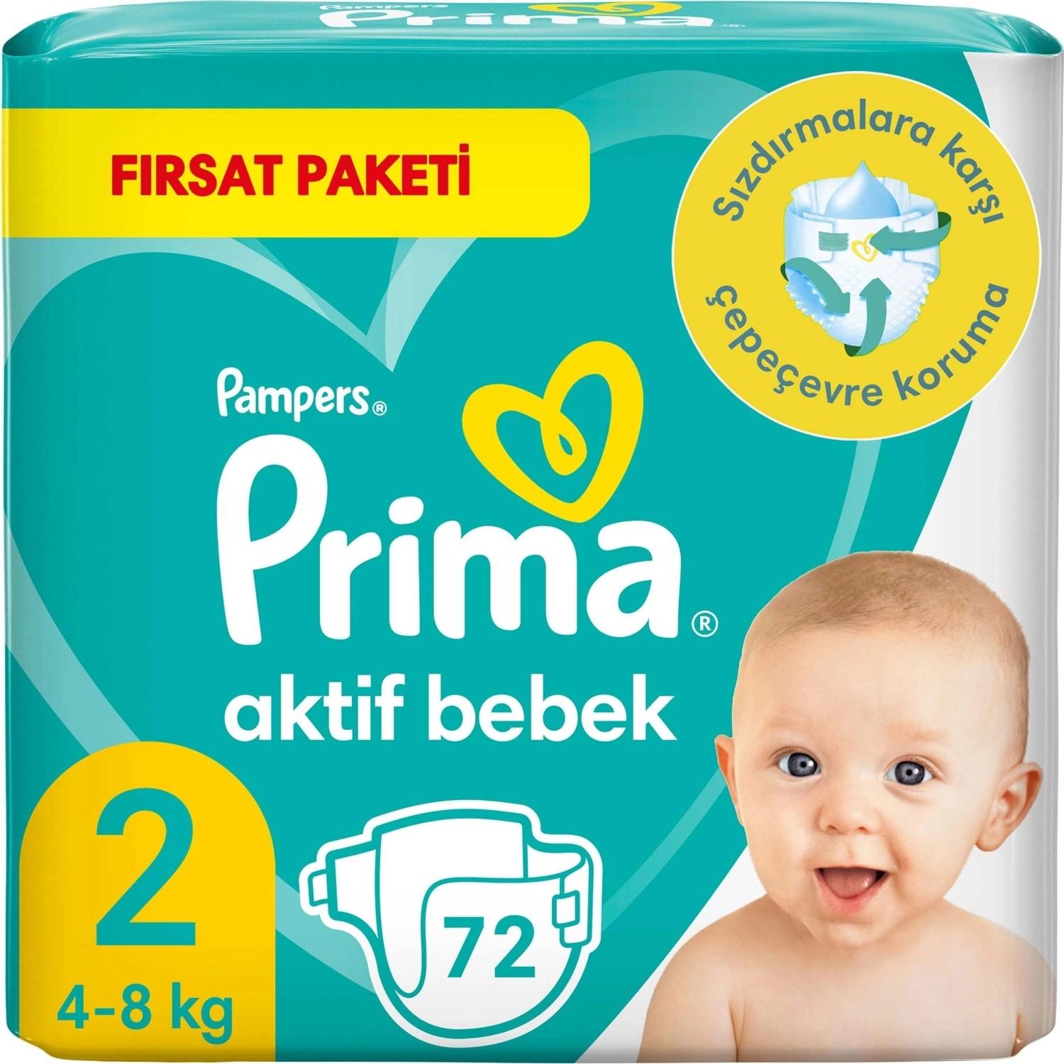 Prima Bebek Bezi Aktif Bebek 2 Numara 72 Adet Fırsat Paketi