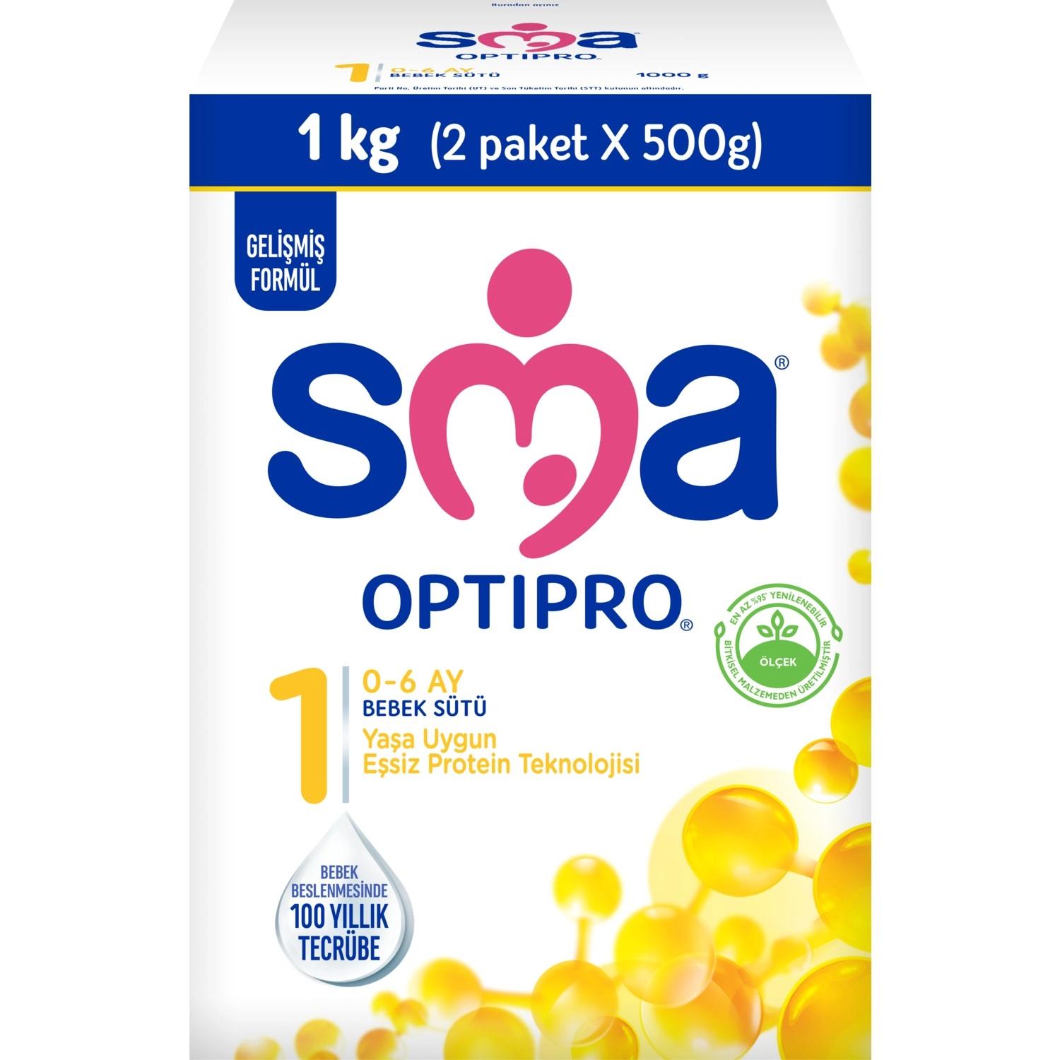 Sma Optipro Probiyotikli 1 1 kg (500 gr x 2 Paket) 0-6 Ay Bebek Sütü