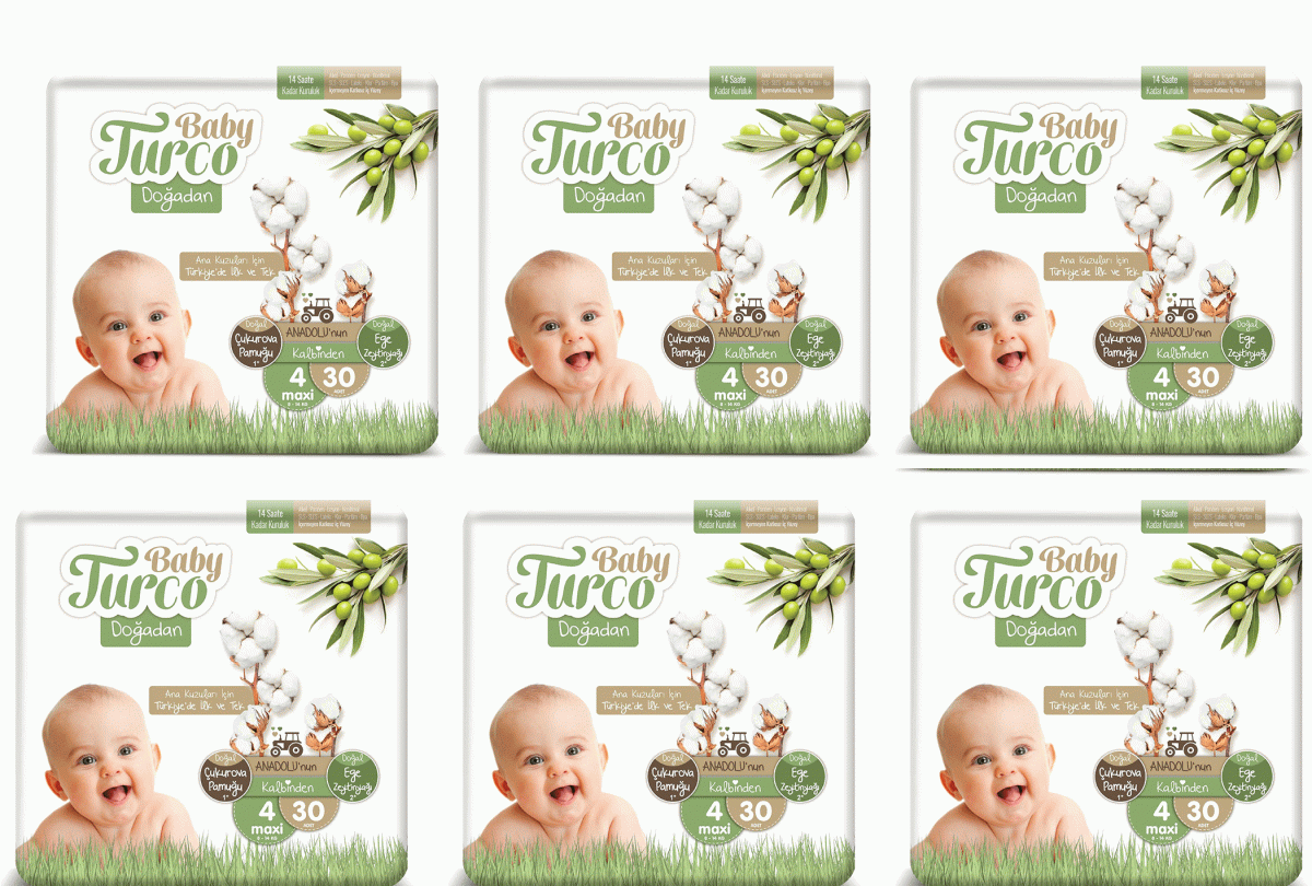 Baby Turco Doğadan 4 Numara Maxi Bebek Bezi 30'lu x 6 (180 adet)