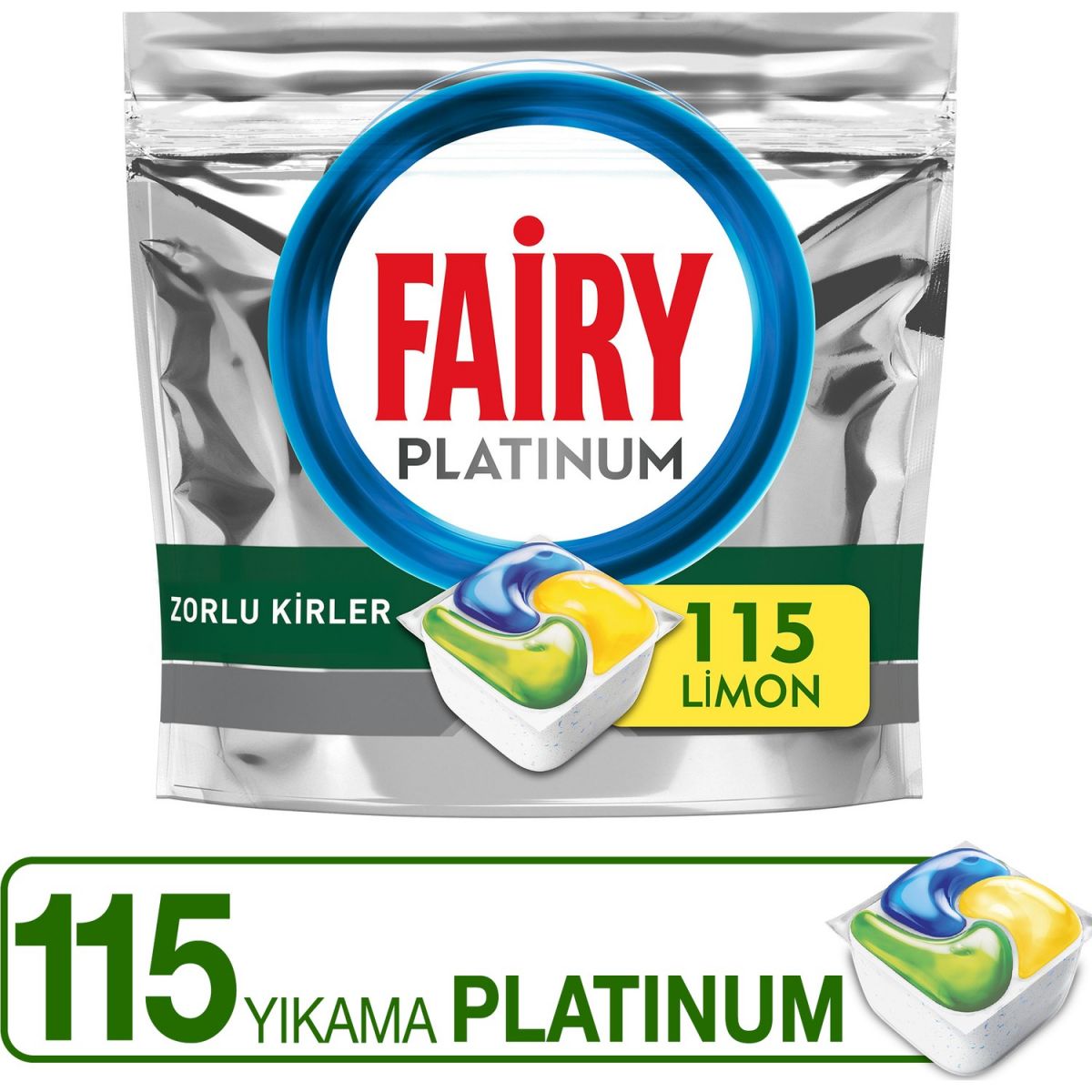 Fairy Platinum 115 Yıkama Bulaşık Makinesi Deterjanı Kapsülü Limon Kokulu