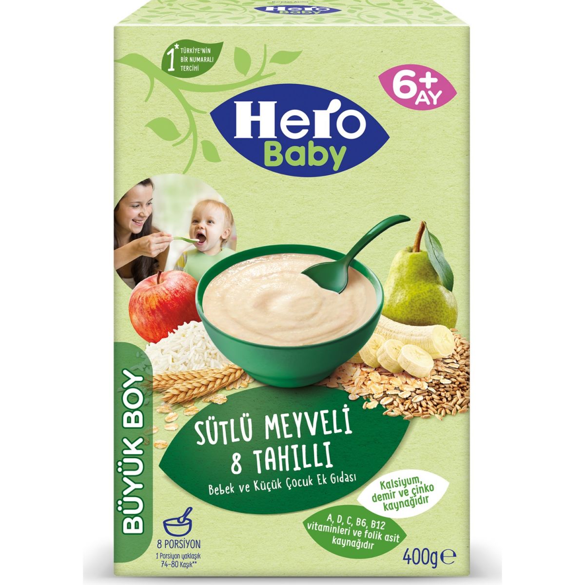 Hero Baby Sütlü 8 Tahıllı Meyveli Kaşık Mama 400 gr