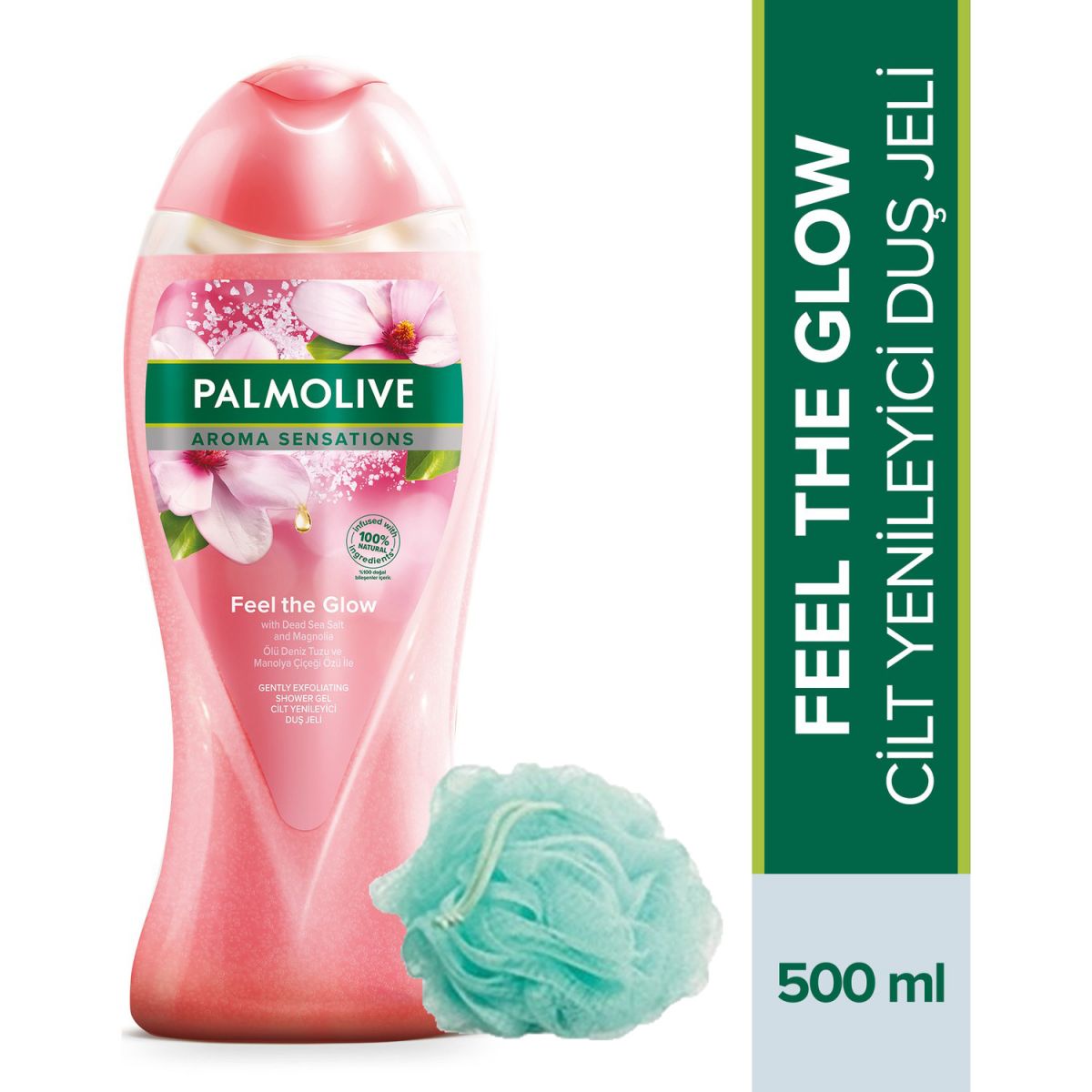Palmolive Aroma Sensations Feel the Glow Cilt Yenileyici Duş Jeli 500 ml + Palmolive Duş Lifi
