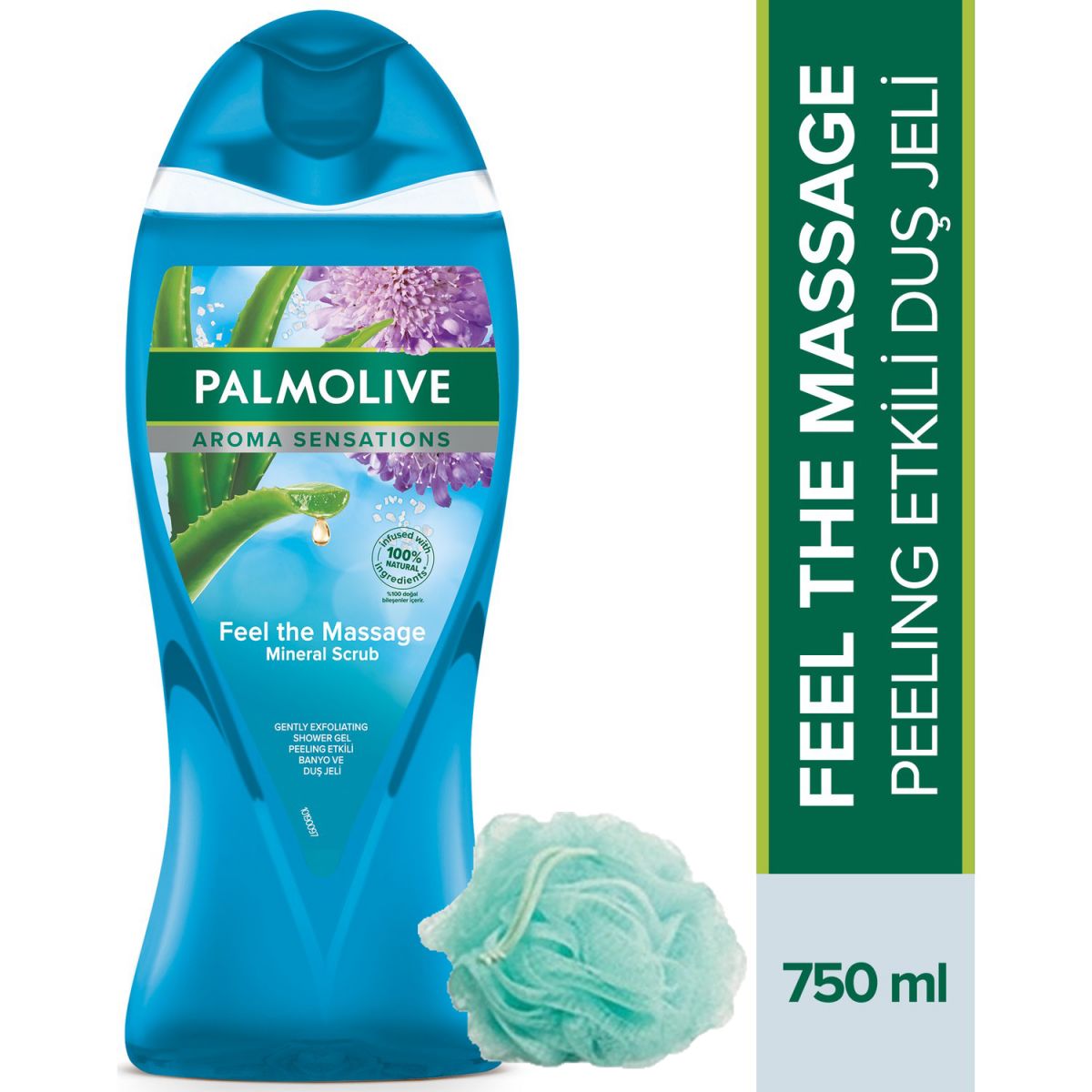 Palmolive Aroma Sensations Feel The Massage Cilt Yenileyici Banyo ve Duş Jeli 750 ml+ Palmolive Duş Lifi
